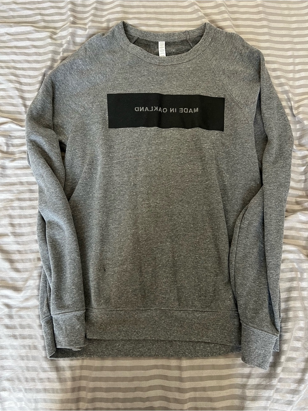 Grey Crewneck Sweatshirt with Black Chest Graphic